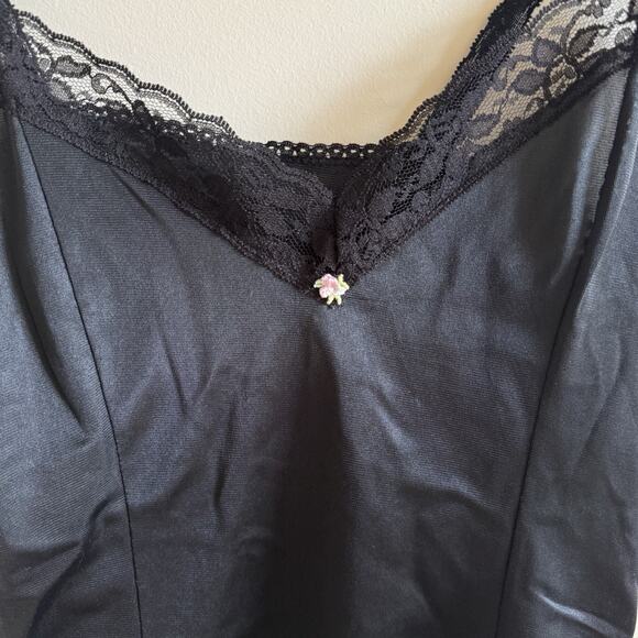 VTG Cami Ladies 36 Baby Doll Black Lace Straps Coquette Feminine Romantic USA - Picture 7 of 12